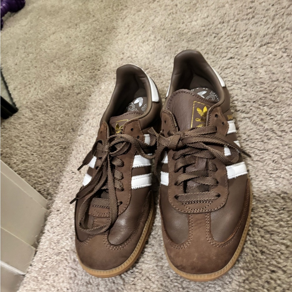 Adidas women’s Brown and White Sambas